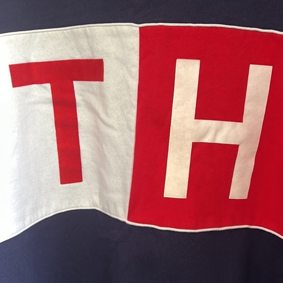 Tommy Hilfiger Plus XXL White Navy Red Long Sleeve Crew Neck Sweater Preppy - Picture 7 of 7